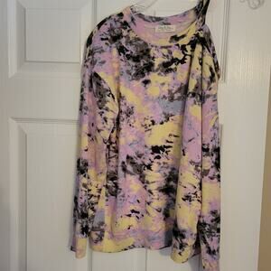 Jolie and Joy Women Top Size M Abstract Print Multi Tie Dye Cold Shoulder 60s